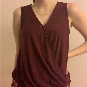 Maroon business casual wrap tank top